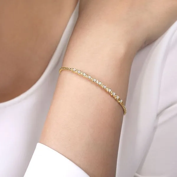 Gabriel & Co. 14k Yellow Gold Diamond Bangle Image 4 Toner Jewelers Overland Park, KS