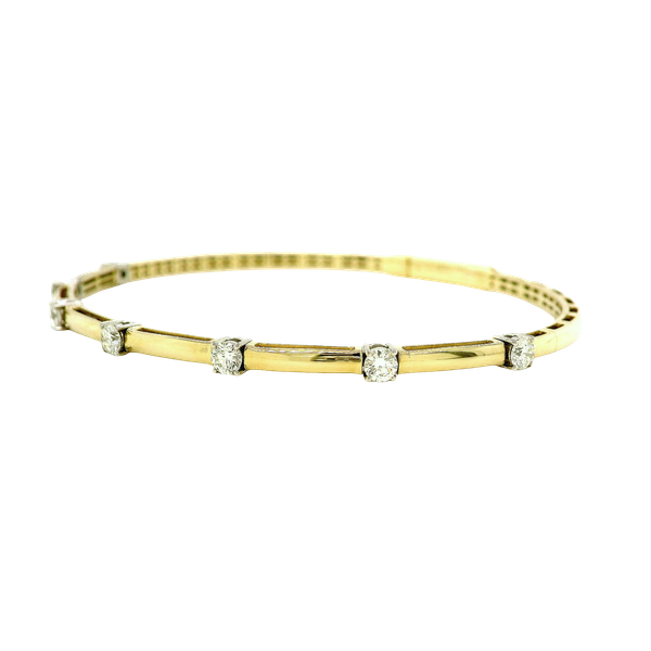 18k Yellow Gold & Platinum Diamond Bangle Image 3 Toner Jewelers Overland Park, KS