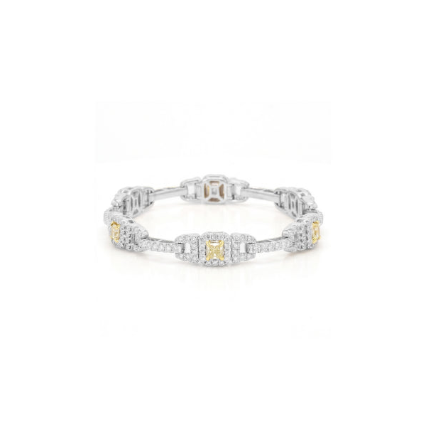 18k White Gold Yellow Diamond Fancy Link Bracelet Toner Jewelers Overland Park, KS