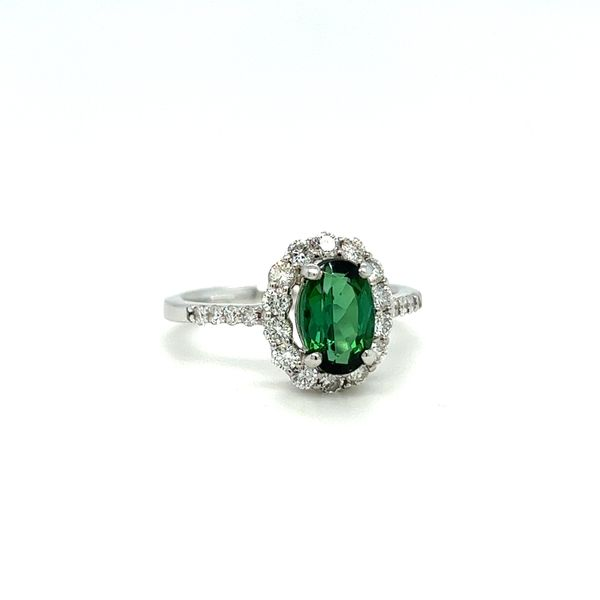 18 Karat White Gold Green Tourmaline and Diamond Ring Image 2 Toner Jewelers Overland Park, KS