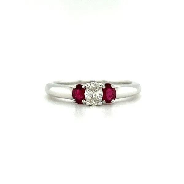 18 Karat White Gold 3 Stone Diamond & Ruby Ring Toner Jewelers Overland Park, KS