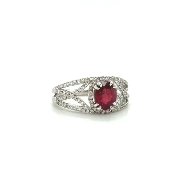 14 Karat White Gold Ruby & Diamond Ring Image 2 Toner Jewelers Overland Park, KS