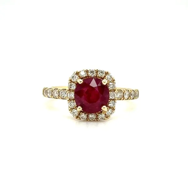 14 Karat Yellow Gold Halo Ruby & Diamond Ring Toner Jewelers Overland Park, KS