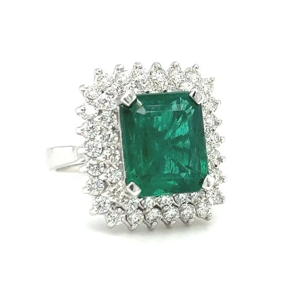 18 Karat White Gold Emerald and Diamond Ring Image 2 Toner Jewelers Overland Park, KS
