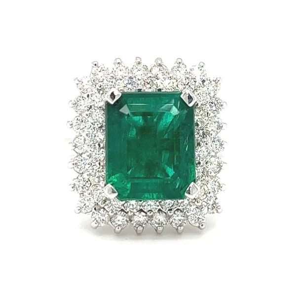 18 Karat White Gold Emerald and Diamond Ring Toner Jewelers Overland Park, KS