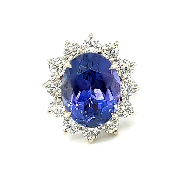 14 Karat White Gold Tanzanite and Diamond Halo Ring Toner Jewelers Overland Park, KS