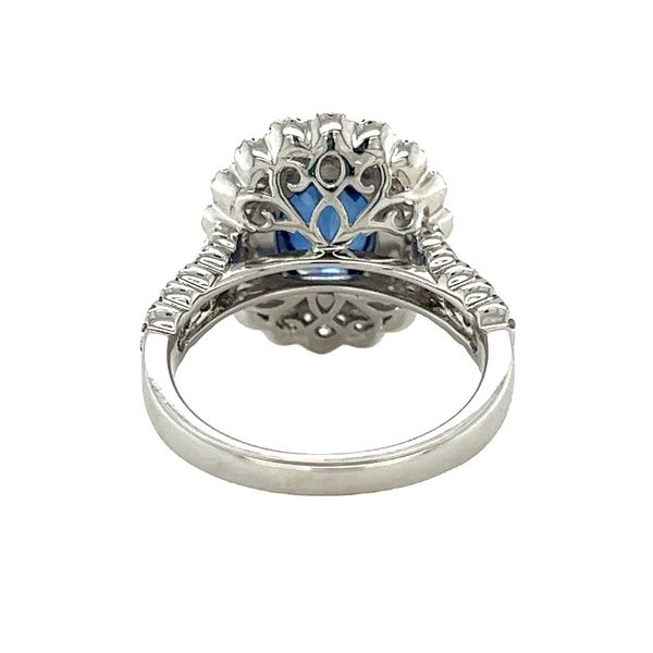 14k White Gold Sapphire and Diamond Halo Ring Image 4 Toner Jewelers Overland Park, KS