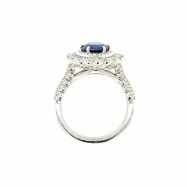 14k White Gold Sapphire and Diamond Halo Ring Image 5 Toner Jewelers Overland Park, KS