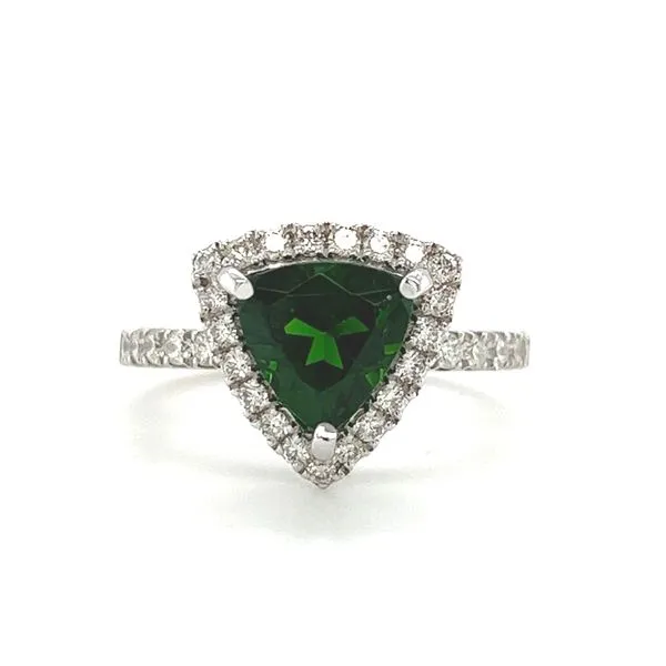 14 Karat White Gold Chrome Diopside and Diamond Halo Ring Toner Jewelers Overland Park, KS