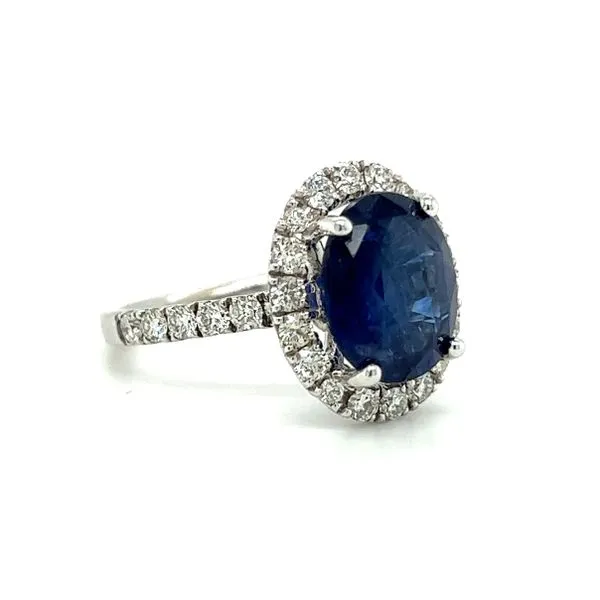 14k White Gold Sapphire and Diamond Halo Ring Image 2 Toner Jewelers Overland Park, KS