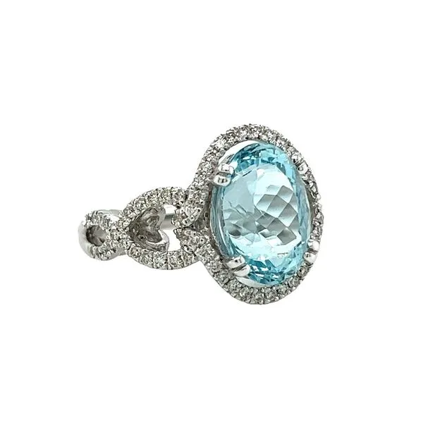 14 Karat White Gold Aquamarine and Diamond Halo Ring Image 2 Toner Jewelers Overland Park, KS