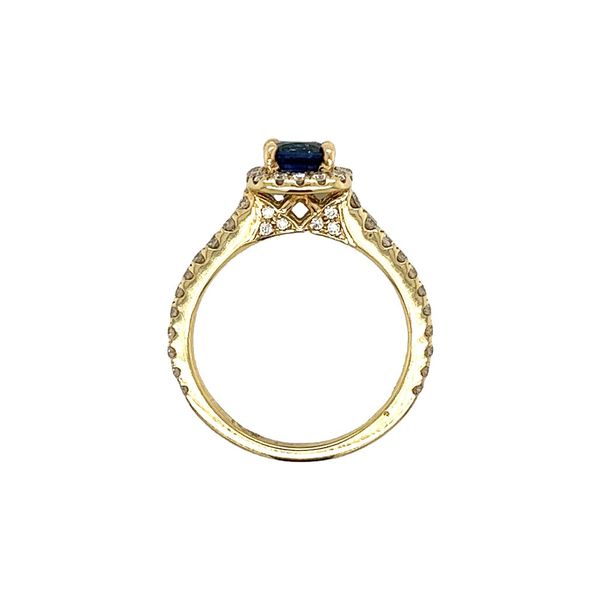 14 Karat Yellow Gold Sapphire and Diamond Halo Ring Image 4 Toner Jewelers Overland Park, KS