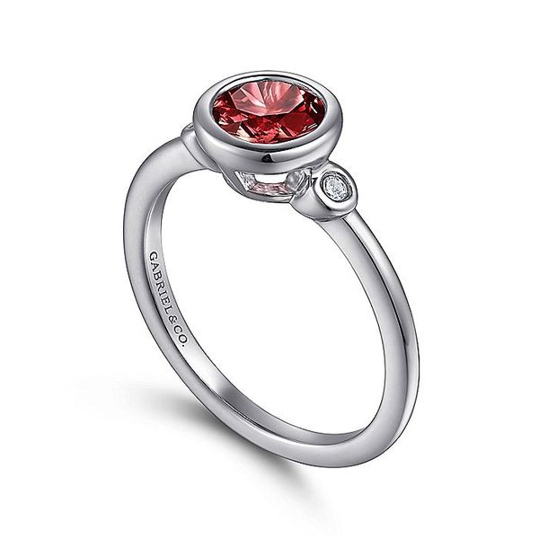 Gabriel & Co. Silver Garnet and Diamond Ring Image 3 Toner Jewelers Overland Park, KS