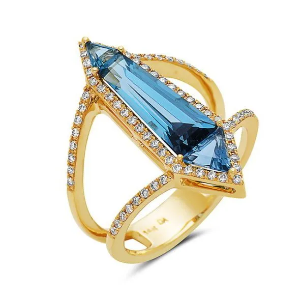 14k Yellow Gold London Blue Topaz and Diamond Fashion Ring Toner Jewelers Overland Park, KS