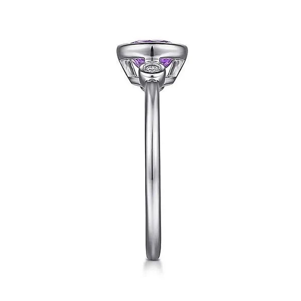 Gabriel & Co. Silver Amethyst and Diamond Ring Image 4 Toner Jewelers Overland Park, KS