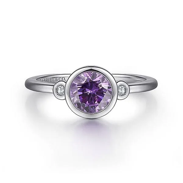 Gabriel & Co. Silver Amethyst and Diamond Ring Toner Jewelers Overland Park, KS