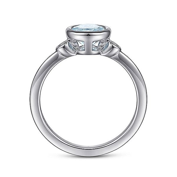 Gabriel & Co. Silver Aquamarine and Diamond Ring Image 2 Toner Jewelers Overland Park, KS