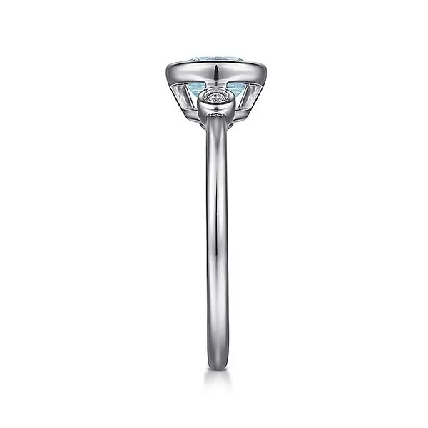 Gabriel & Co. Silver Aquamarine and Diamond Ring Image 4 Toner Jewelers Overland Park, KS