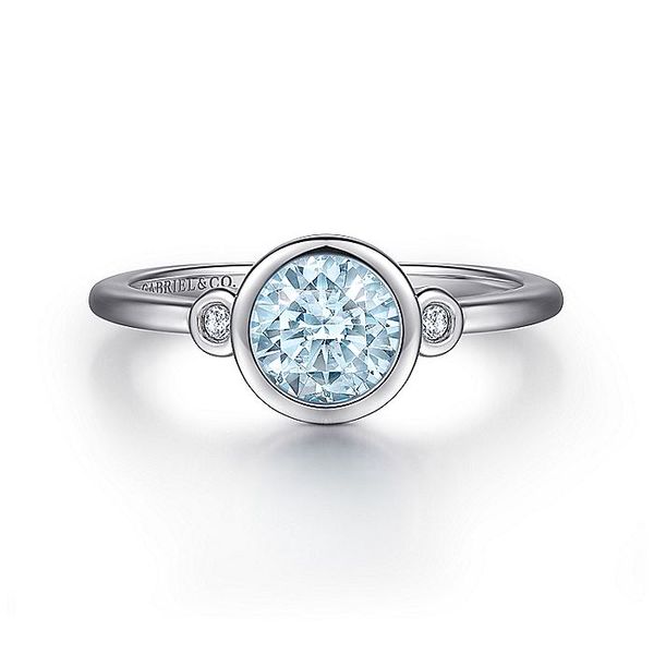 Gabriel & Co. Silver Aquamarine and Diamond Ring Toner Jewelers Overland Park, KS