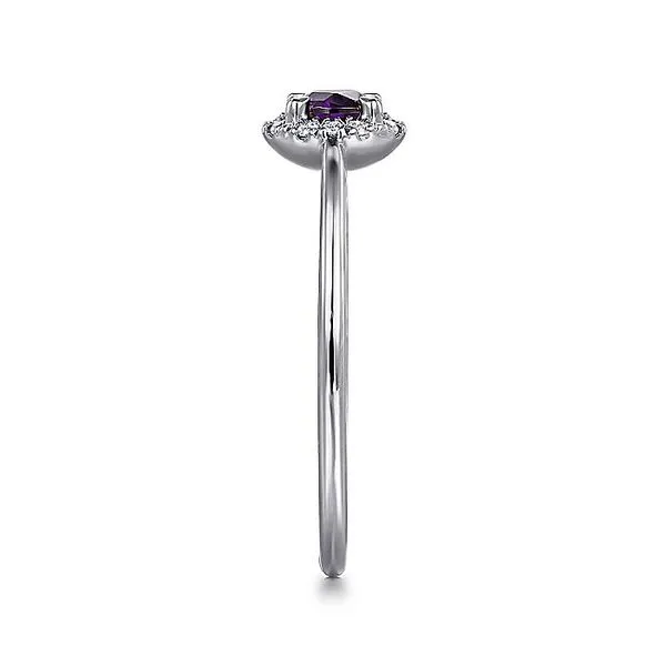 Gabriel & Co. 14K White Gold Amethyst and Diamond Halo Birthstone Ring Image 4 Toner Jewelers Overland Park, KS