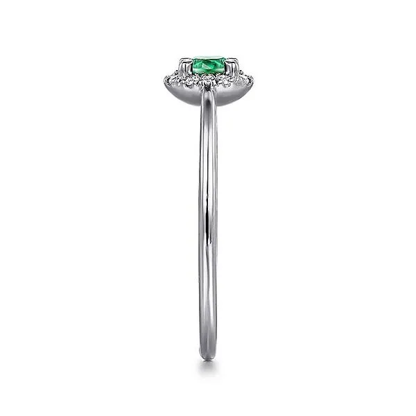 Gabriel & Co. 14K White Gold Emerald and Diamond Halo Birthstone Ring Image 4 Toner Jewelers Overland Park, KS