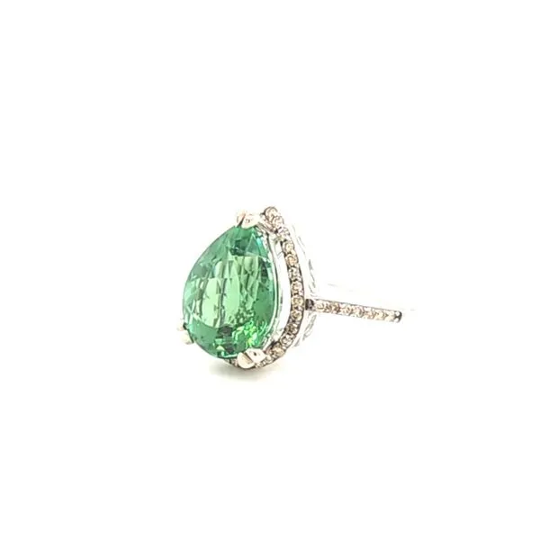 14 Karat Halo White Gold Green Tourmaline and Diamond Ring Image 2 Toner Jewelers Overland Park, KS