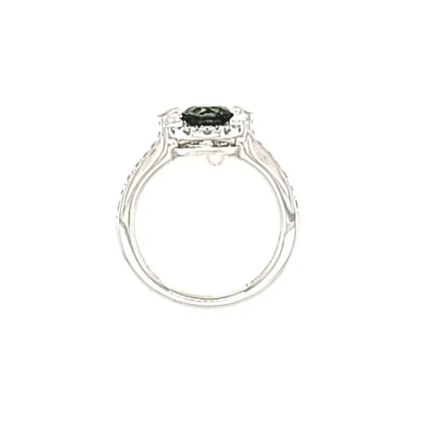 14 Karat White Gold Green Tourmaline and Diamond Halo Ring Image 2 Toner Jewelers Overland Park, KS