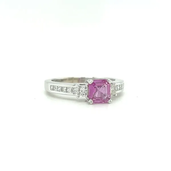 14 Karat White Gold Pink Sapphire and Diamond Ring Image 2 Toner Jewelers Overland Park, KS