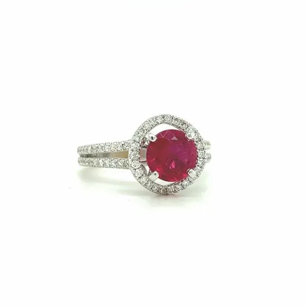 14 Karat White Gold PinkTourmaline and Diamond Halo Ring Image 2 Toner Jewelers Overland Park, KS