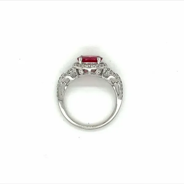 14 Karat White Gold Pink Tourmaline and Diamond Halo Ring Image 3 Toner Jewelers Overland Park, KS