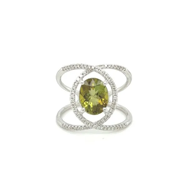14 Karat White Green Tourmaline and Diamond Contemporary Ring Toner Jewelers Overland Park, KS