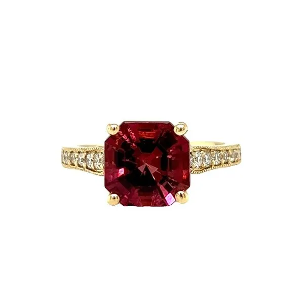 14 Karat Yellow Gold Pink Tourmaline and Diamond Ring Toner Jewelers Overland Park, KS