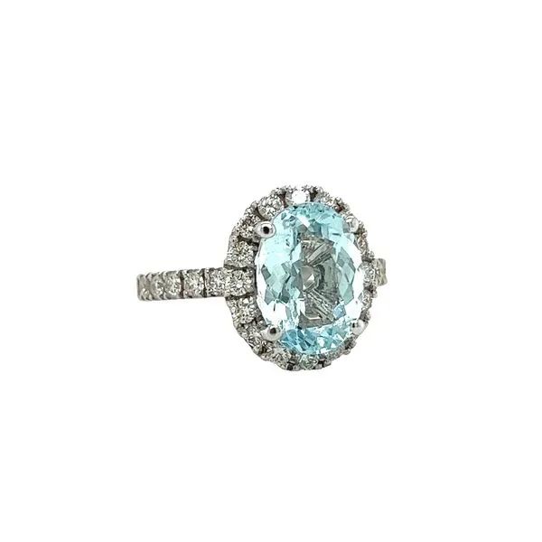 14 Karat White Gold Aquamarine and Diamond Halo Ring Image 2 Toner Jewelers Overland Park, KS