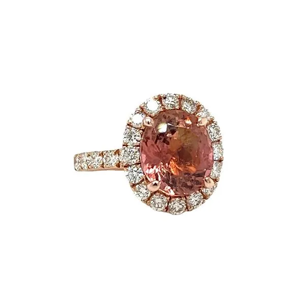 14 Karat Rose Gold Pink Tourmaline and Diamond Halo Ring Image 2 Toner Jewelers Overland Park, KS