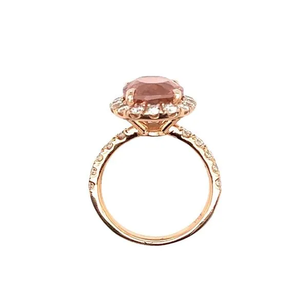 14 Karat Rose Gold Pink Tourmaline and Diamond Halo Ring Image 3 Toner Jewelers Overland Park, KS