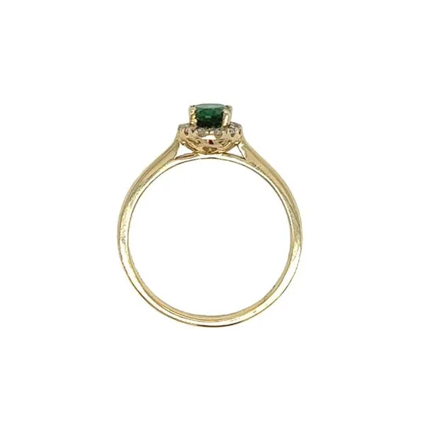 14K Yellow Gold Tsavorite Garnet and Diamond Halo Ring Image 3 Toner Jewelers Overland Park, KS