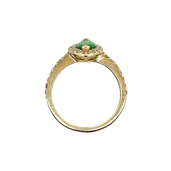 14K Yellow Gold Tsavorite Garnet and Diamond Halo Ring Image 3 Toner Jewelers Overland Park, KS