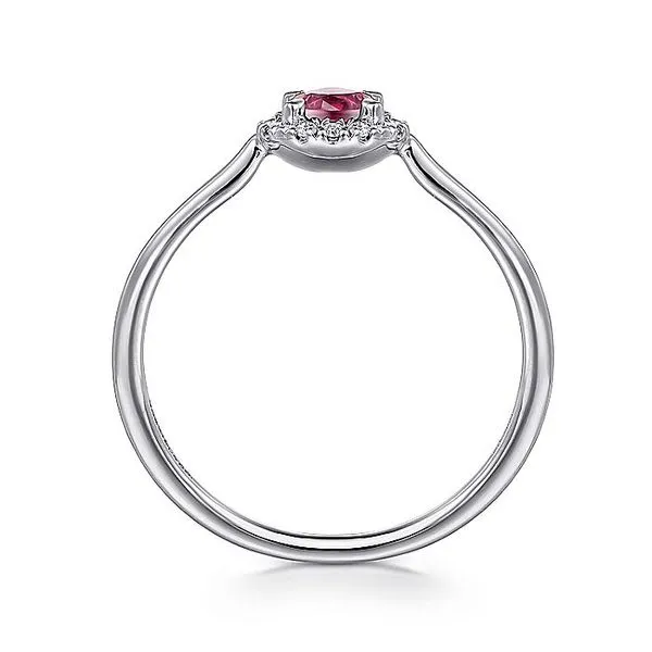 Gabriel & Co. 14K White Gold Pink Tourmaline and Diamond Halo Birthstone Ring Image 3 Toner Jewelers Overland Park, KS