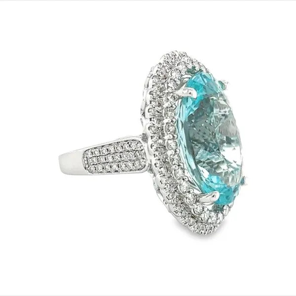 14 Karat White Gold Aquamarine and Diamond Ring Image 3 Toner Jewelers Overland Park, KS