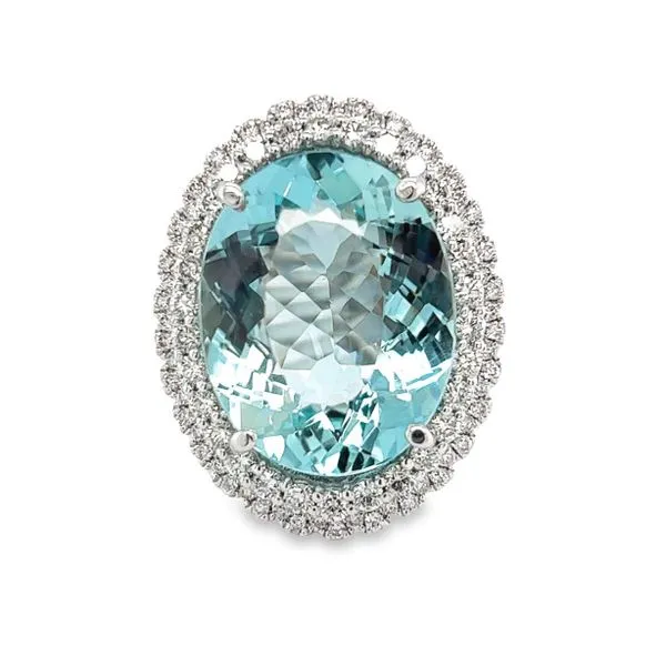 14 Karat White Gold Aquamarine and Diamond Ring Toner Jewelers Overland Park, KS