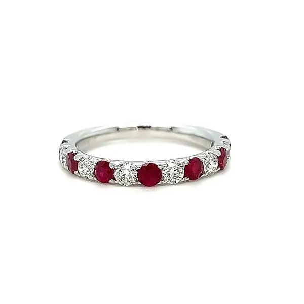 14 Karat White Gold Ruby and Diamond Band Toner Jewelers Overland Park, KS