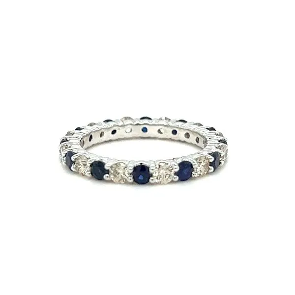 14k White Gold Sapphire and Diamond Eternity Band Image 2 Toner Jewelers Overland Park, KS