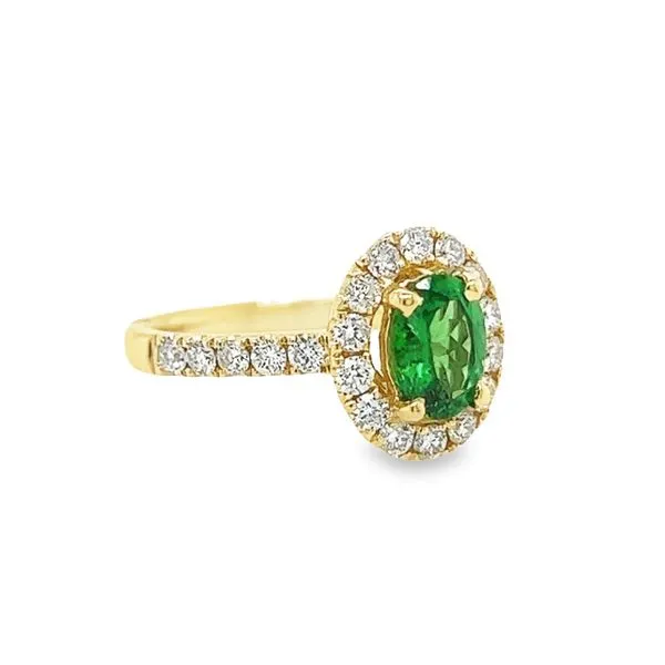 14k Yellow Gold Tsavorite Garnet and Diamond Halo Ring Image 3 Toner Jewelers Overland Park, KS