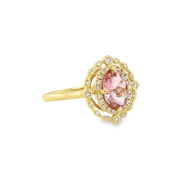 14k Yellow Gold Pink Tourmaline and Diamond Ring Image 2 Toner Jewelers Overland Park, KS