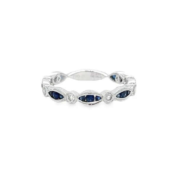 18k White Gold Sapphire and Diamond Band Toner Jewelers Overland Park, KS