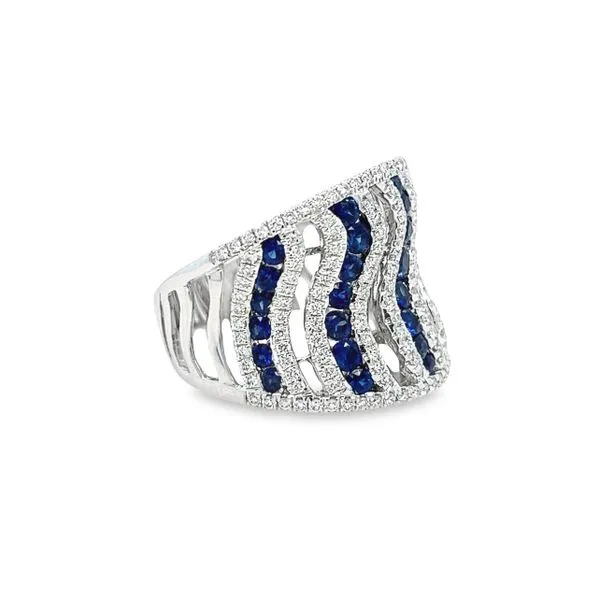 14k White Gold Sapphire and Diamond Band Image 2 Toner Jewelers Overland Park, KS