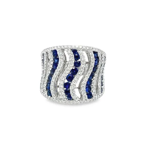 14k White Gold Sapphire and Diamond Band Toner Jewelers Overland Park, KS