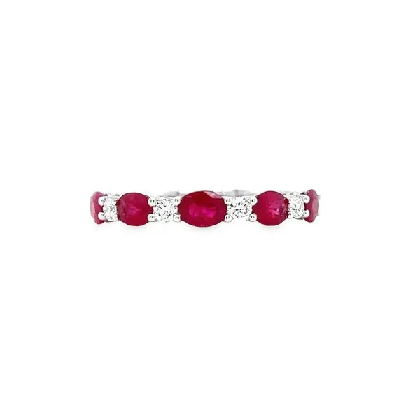 14k White Gold Ruby and Diamond Band Image 2 Toner Jewelers Overland Park, KS
