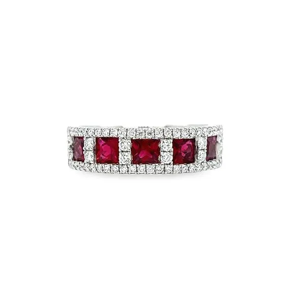 18k White Gold Ruby and Diamond Band Toner Jewelers Overland Park, KS