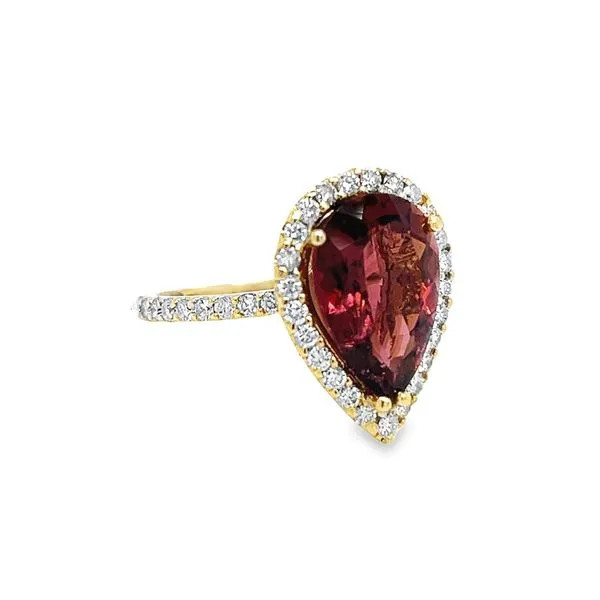 14k Yellow Gold Pink Tourmaline and Diamond Ring Image 2 Toner Jewelers Overland Park, KS
